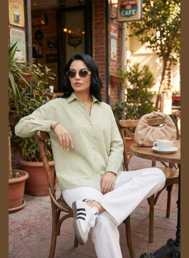 Lela Lela Striped Oversize Fit Classic Collar Long Sleeve Shirt Women's SHIRT 6925437